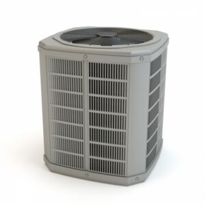 air-conditioning-condenser-against-white-background